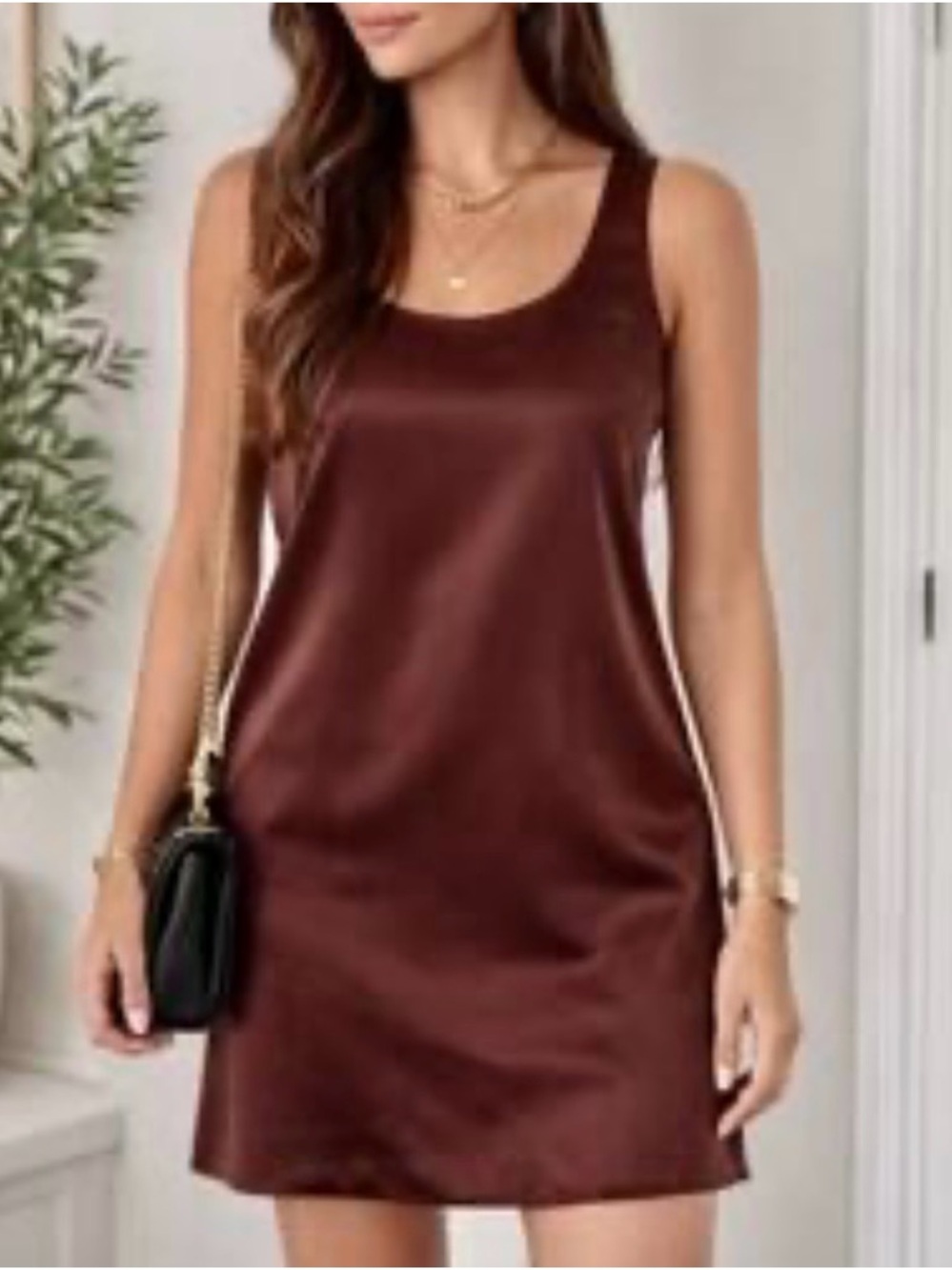 Wayf Sleeveless Scoop Neck Dress in Deep Wine